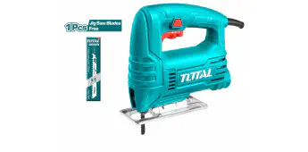 TOTAL Jig Saw 400W, 800-3000 rpm Variable Speed, 55mm Wood / 3mm Steel Cutting, 0-45° Bevel, with Saw Blade & Hex Key TS2045565