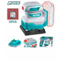 TOTAL Li-ion Palm Sander 20V, 12000 rpm, 110x100mm Base, with 2.0Ah Battery, Charger & 5 Sanding Sheets TSHSLI20141