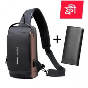Usb bag with moneybag free ( Brown shape black body )