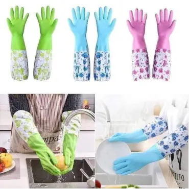 (৩ জোড়া ) Long Silicon Hand Gloves(Origina china)