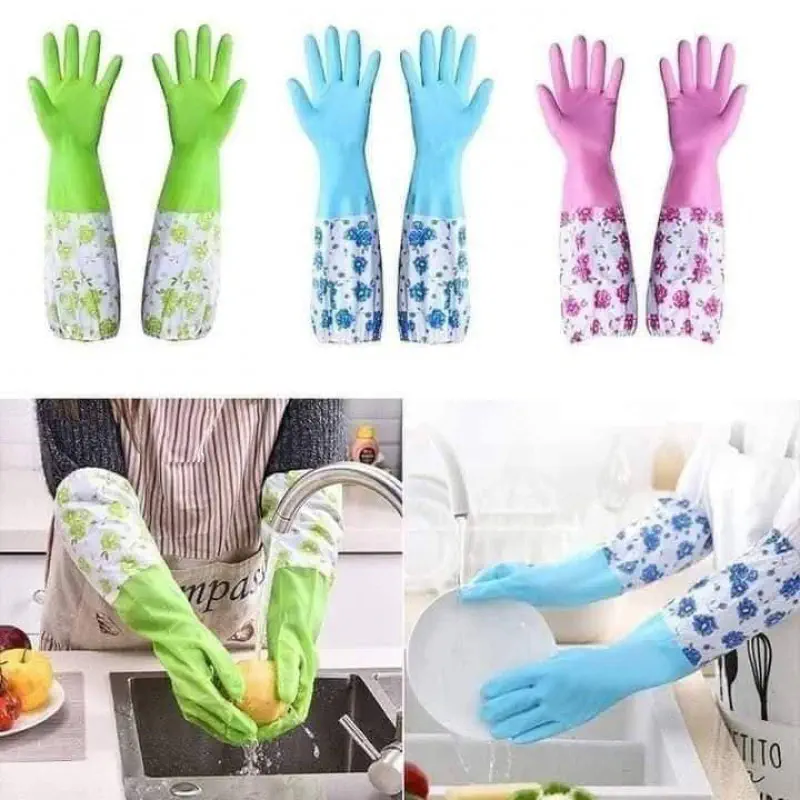 (৩ জোড়া ) Long Silicon Hand Gloves(Origina china)