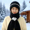 Windproof Cap with Scarf (Black & Silver )