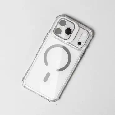 Crystal Clear MagSafe Camera Guard Stand Case for iPhone