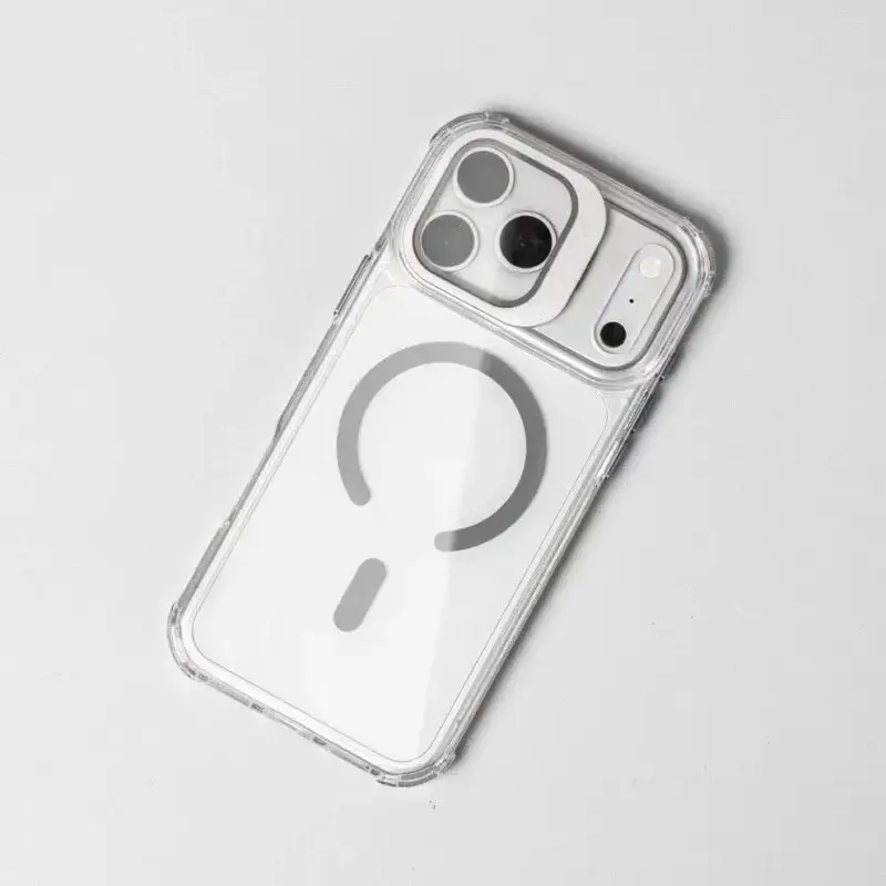 Crystal Clear MagSafe Camera Guard Stand Case for iPhone