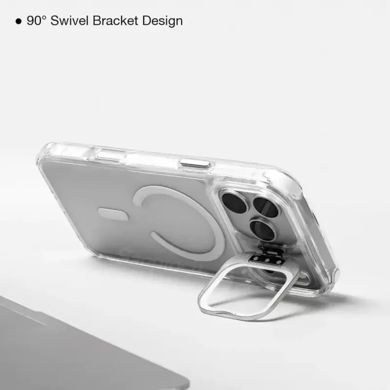 Crystal Clear MagSafe Camera Guard Stand Case for iPhone