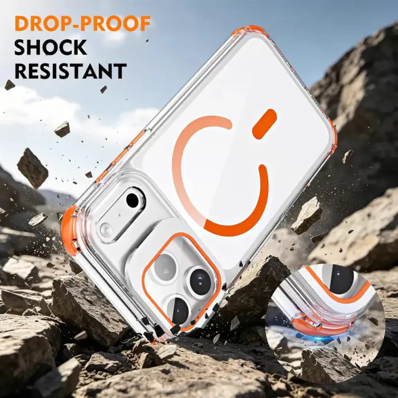 Crystal Clear MagSafe Camera Guard Stand Case for iPhone