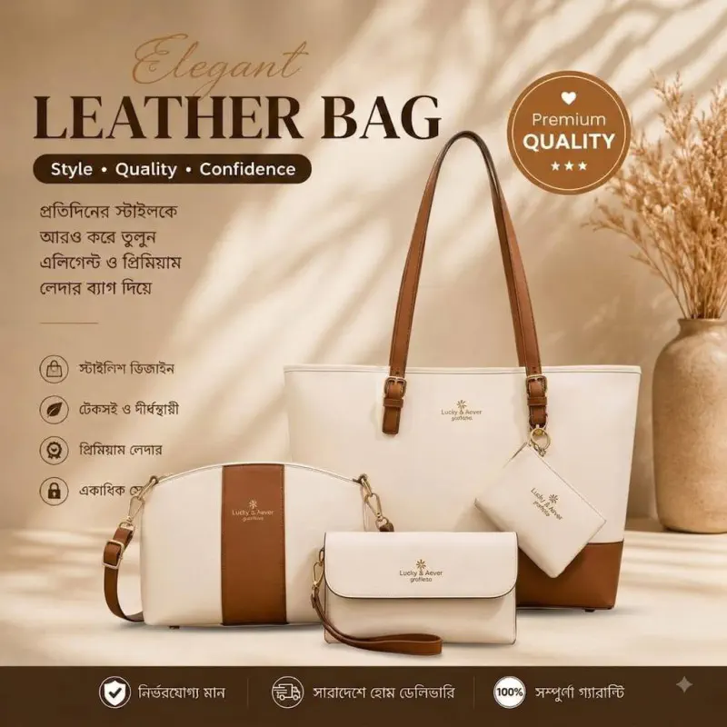 New 4 Pcs Combo Woman Bag ( White )