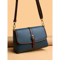 Genuine Soft Leather Handbag (Navy blue  )