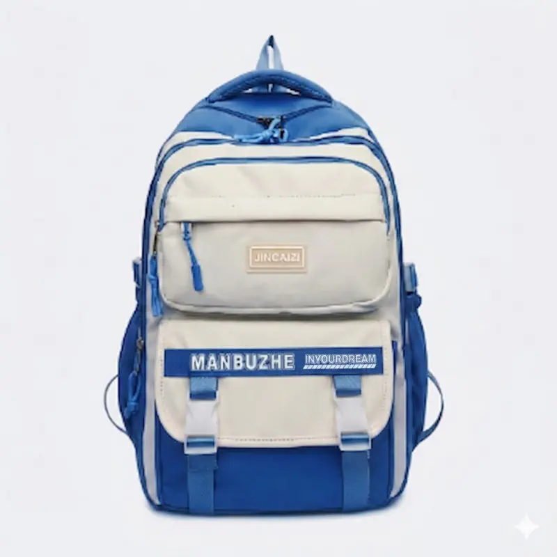 Academy Style Waterproof School Book Bag (Blue)