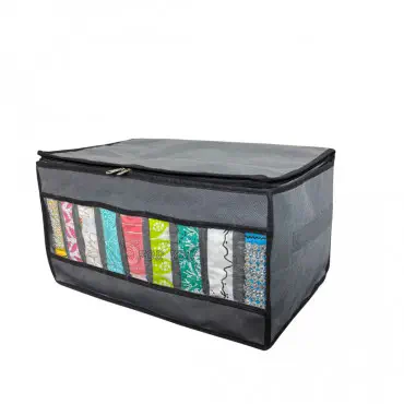 1 Pics Transparent Full cover Cloth Organizer box(Ash/ছাই কালার)