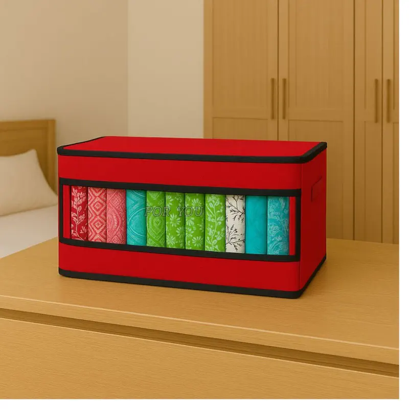 1 pics Transparent Full cover Cloth Organizer box(Red/লাল কালার)