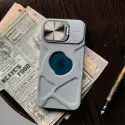 Fashion Logo Hole Magnetic Case for iPhone With Lens Protection Flip Stand Magsafe Silicone Soft Cover