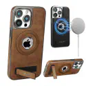 JINDUKA PU Leather Metal MagSafe With Kickstand Case For iPhone