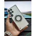 Luxury Ultra Thin Frameless Magnetic Clear Plating Case for Samsung S22 S23 S24 S25 Ultra