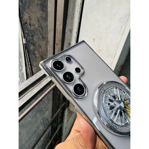 Transparent Rotating Gyro Magnetic Stand Case For Samsung Galaxy S25 Ultra S24 Ultra S23 Ultra S22