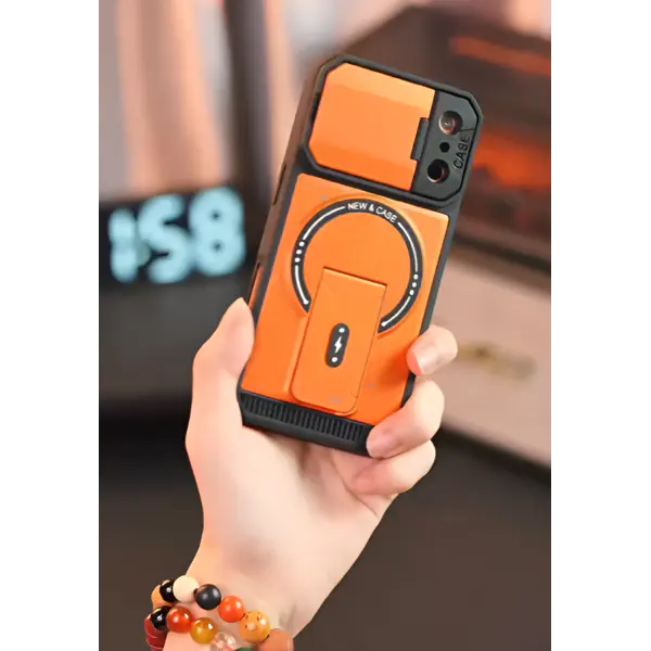 Orange Colour CamSheell Folding Bracket Armor Magnetic Phone Case for iPhone