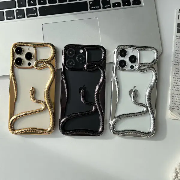 Hollow Snake Plating Poly Carbonate Phone Case for iPhone
