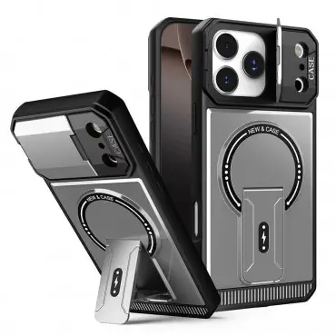 Poly Carbonate CamSheell Folding Bracket Armor Magnetic Phone Case for iPhone
