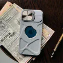 Fashion Logo Hole Magnetic Case for iPhone With Lens Protection Flip Stand Magsafe Silicone Soft Cover