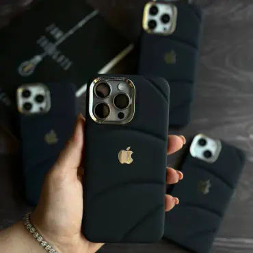 Premium Soft Logo Puffer Silicon Texture Phone Case for iPhone