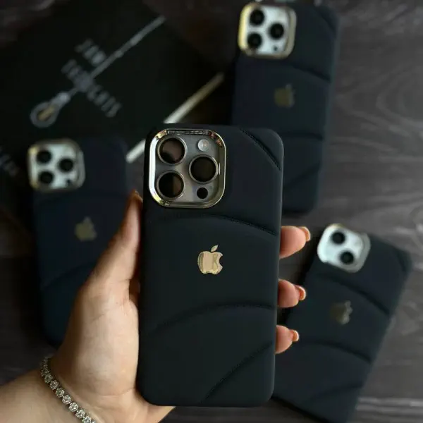 Premium Soft Logo Puffer Silicon Texture Phone Case for iPhone
