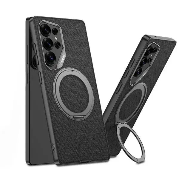 GKK Magnetic Ring Holder Hard Ultra Series Nylon Fabric Shockproof Case for Samsung Galaxy