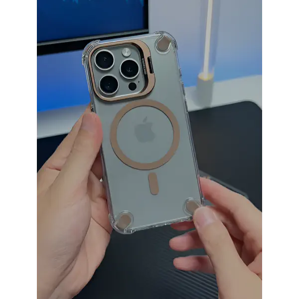 HD Clear Magsafe Supported With Camera Stand Case for iPhone