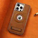 JINDUKA PU Leather Metal MagSafe With Kickstand Case For iPhone