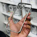 Luxury Plating Crystal Clear Anti Yellow Hard Case With Attached Camera Lens Protector 