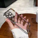 Luxury Plating Crystal Clear Anti Yellow Hard Case With Attached Camera Lens Protector 