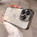Luxury Plating Crystal Clear Anti Yellow Hard Case With Attached Camera Lens Protector 
