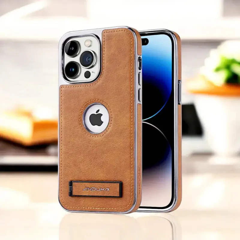 JINDUKA  Leather iPhone Case With Stand 