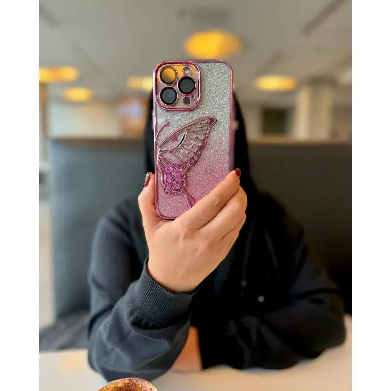 Butterfly Glitter Quicksand with Lens Protection iPhone Case