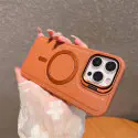 Skin Feel Shockproof PU Leather Magsafe With Camera Window Glass Case for iPhone