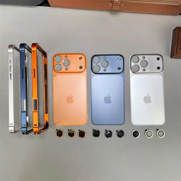iPhone 17 Pro Max Style Metal Frame Case with Camera Lens Protector