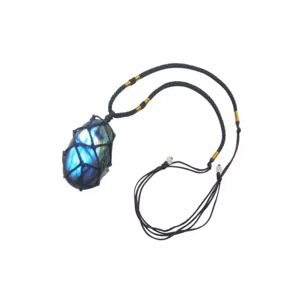 Faux Moonstone Weave Rope Handmade Necklace