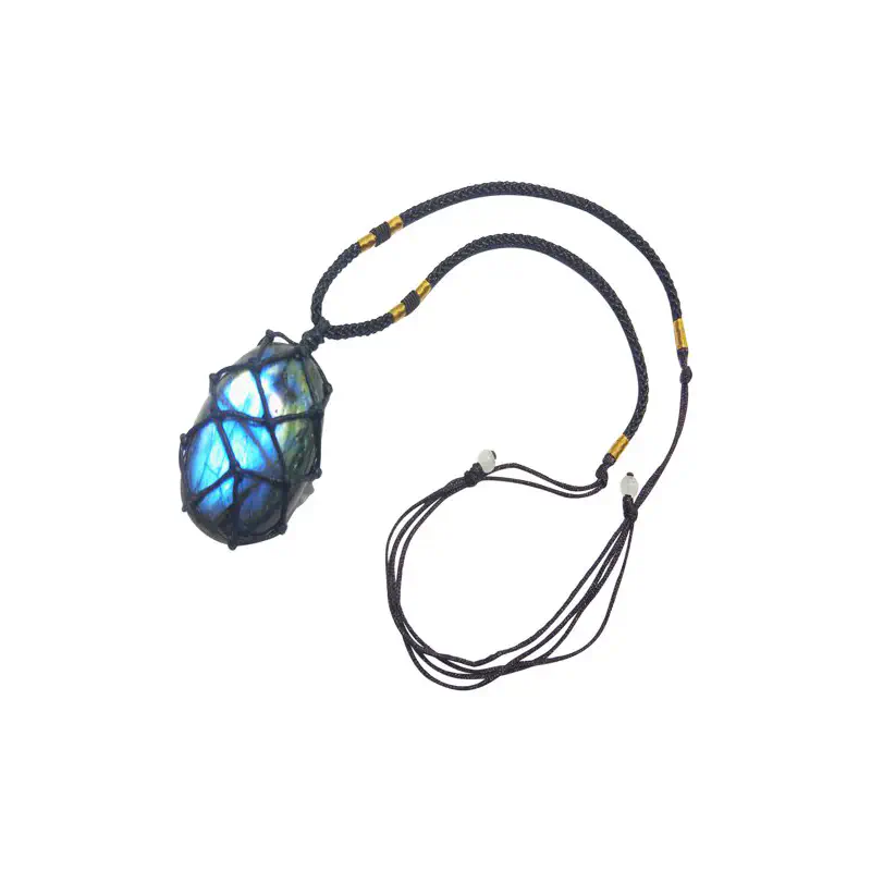 Faux Moonstone Weave Rope Handmade Necklace