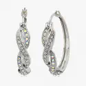 Sterling Silver Siam Hoop Earrings Made with Swarovski Crystal