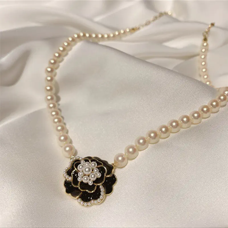 Women Camellia Pearl Necklace