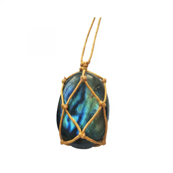 Faux Moonstone Weave Rope Handmade Necklace