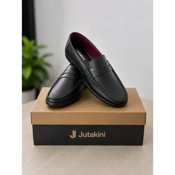 Genuine Leather Loafer For Men ! Black Shattle ! - L113