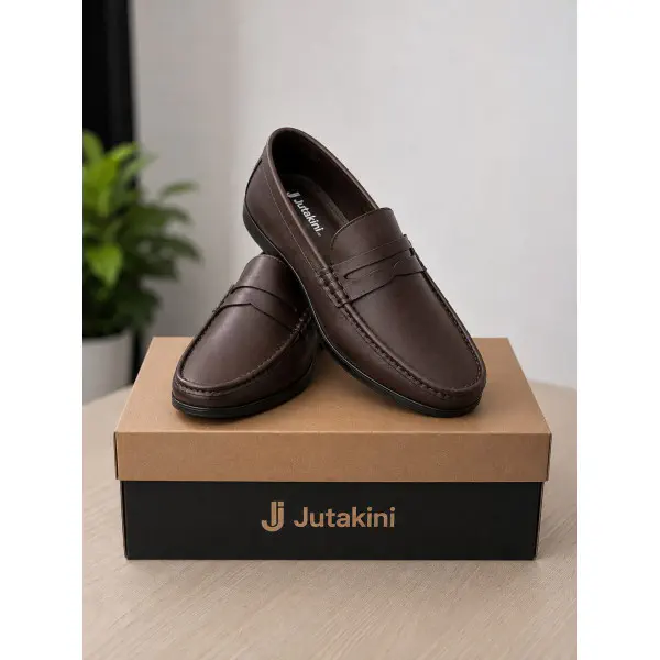 Genuine Leather Loafer For Men ! Brown Shattle ! - L114