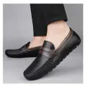 Genuine Leather Loafer For Men !Black Combined  - L115