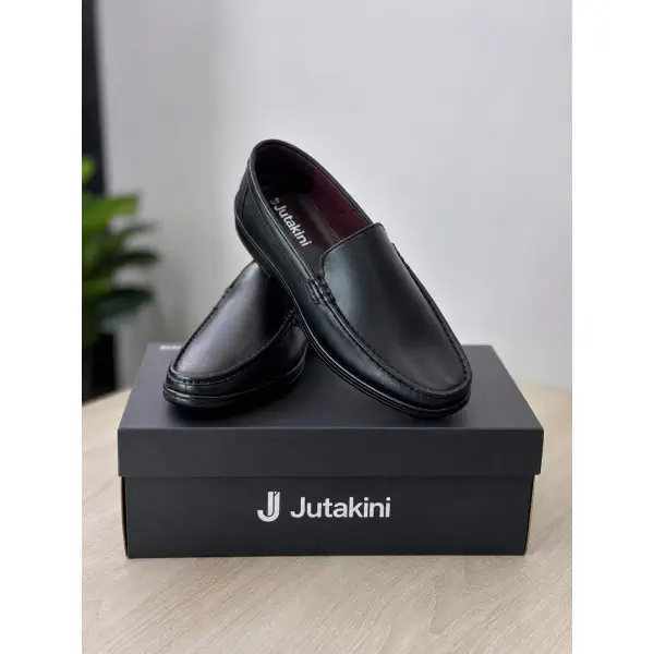 Genuine Leather Loafer For Men ! Plain Black ! - L111