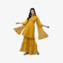 Women Kurta and Sharara Set Georgette (Red)
