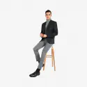 Men Solid Single Breasted Casual Blazer  (Black)