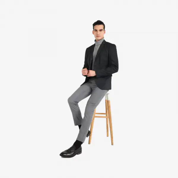 Men Solid Single Breasted Casual Blazer  (Black)
