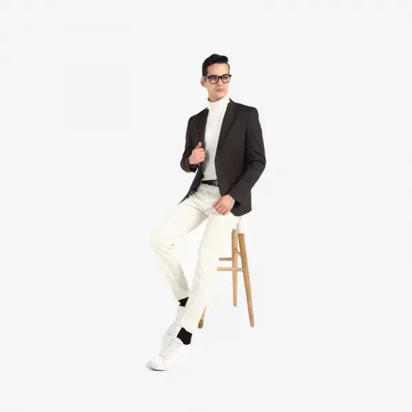Men Solid Single Breasted Casual Blazer  (Black)