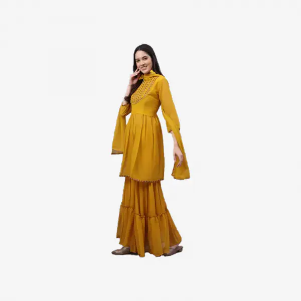 Women Kurta and Sharara Set Georgette