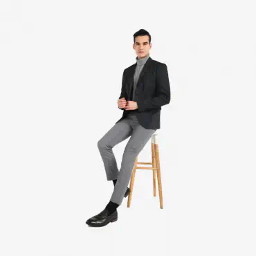 Men Solid Single Breasted Casual Blazer  (Black)